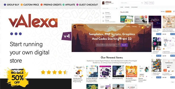 Valexa PHP Script For Selling Digital Products And Digital Downloads