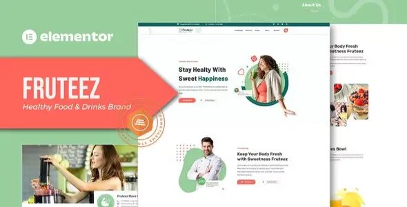 Fruteez – Healthy Food & Drinks Brand Elementor Template Kit