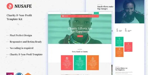 Nusafe – Charity & Non-Profit Elementor Template Kit